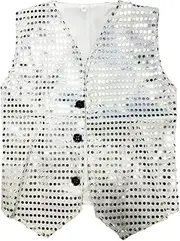 [Generic] Kids Girls Boys Sparkle Sequined Vest Jacket Jazz Dance Fancy Party Stage Performance Waistcoat