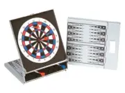 Steel Hard Tip Dartboard & Backgammon Game Set 6 Darts