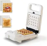2-in-1 Waffle Sandwich Maker Grill, Compact Waffle Makers with Removable Non-Stick Plates, Perfect for Cooking Grilled Cheese, Tuna Melts, Burgers, Steaks and Snacks