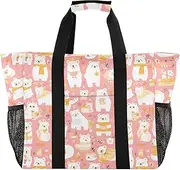 [sanluoli] Utility Tote Collapsable Beach Tote Waterproof Canvas Tote Bag For Car, Mr &Mrs Bear Pink Gold, 1 size