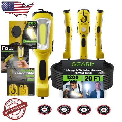 Ultra-Brilliant 1200 Lumen Work Light with 20ft Extension and NEMA Outlet