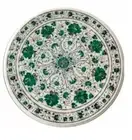 24" Round White Marble Coffee Table Top Malachite Stone Inlay Bar Countertop Dec