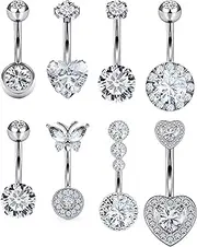[Vsnnsns] 14G Belly Button Rings Belly Rings for Women Stainless Steel Belly Button Piercing Jewelry Belly Bars Curved Navel Ring Barbell Body Jewelry Piercing for Women Men 24Pcs