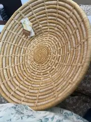 Cold Water Creek SEA Grass Bowl Basket 16” Woven Coiled SOUTHWEST Yellow BOHO