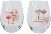 Stemless Wine Glass We Are Better Together Set of 2 by Urban Products UP116016