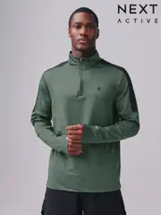 Khaki Green Active Gym Training Quarter Zip Neck (B81007) | $44