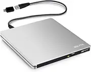 [NOLYTH] External USB 3.1 UHD 4K Blu ray Drive, External CD/DVD Blu-ray Burner Slimline Bluray Drive Writer BD CD ROM M-DISC BDXL HDR10 100GB Blue Ray Drive for Notebooks and Computers