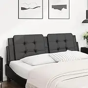 Black Faux Leather Headboard Cushion - 152 cm Queen Size Bed, Upholstered Headboard for Full, Wall Mounted, Adjustable, for Head Support