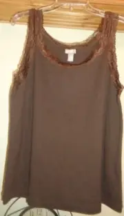 CHICO'S ROCKLEDGE BROWN "KANDI" LACE TRIMMED TANK TOP NWT SZ 3 L/XL