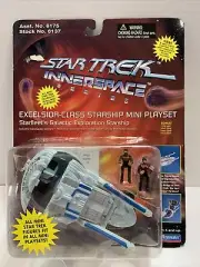 New Star Trek Excelsior Class Starship Mini Playset Playmates Riker 1995 6175