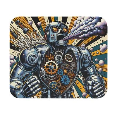Mouse Pad (Rectangle) Robot Running Out of Steam Comic Style Design 3, Gift