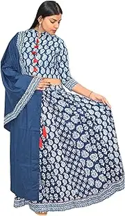 [JAIPUR HAND BLOCK] Womens Lehenga Choli Cotton Indigo (S81)
