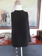 Cue Black crepe top with low back and chain detail with charms NWT RRP $245