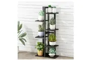 6 Tiers Vertical Bamboo Plant Stand Staged Flower Shelf Rack Outdoor Garden
