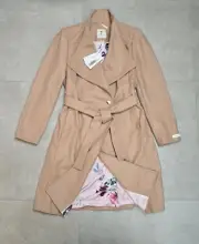 Ted Baker London Sandra Camel Tan Cashmere Wool Wrap Belted Coat TB 3 UK 12