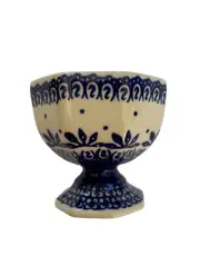 Boleslawiec Polish Pottery Footed Fruit/Ice Cream/Dessert/Sherbert/Candy Bowl