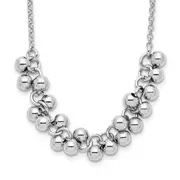 Sterling Silver Rhodium-Plated Dangling Beads Necklace