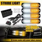 4pcs LED Amber/White Truck Emergency Warning Beacon Hazard Flash Strobe Light
