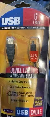 Genuine Belkin USB 2.0 A to 4-Pin Mini-B Device Data Transfer Cable F3U139-06