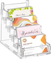 peacoblue Business Card Holder for Desk with 5 Slots(About 300 Cards), 5 tier Acrylic Card Display Stand for Office, Exhibition and Workplace to Organize Multiple Cards