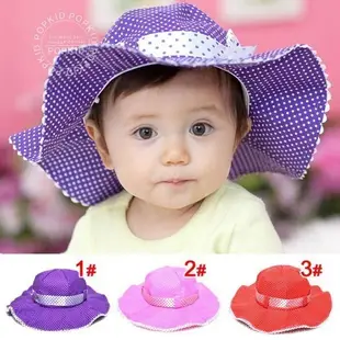 《童伶寶貝》HAT016- 圓點雙層 遮陽布帽 嬰幼兒女童帽子 防曬帽  遮陽帽