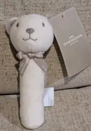 BNWT Baby Sheridan Soft Rattle Grey Cream Bear Soft Cuddle Snuggle Plush Toy