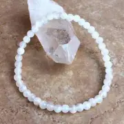 Natural White Moonstone 4mm Beads Healing Reiki Birthstone Elastic Bracelet
