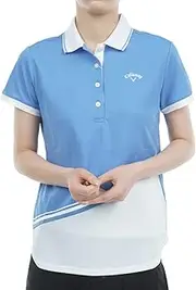 [Callaway] C23134205 Women's Short Sleeve Polo Shirt, Sweat Absorbent, Quick Drying, UV Protection, Antibacterial, Golf