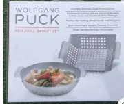 WOLFGANG PUCK BBQ GRILL BASKET SET Stainless Steel Outdoor Grill Round Square