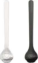 Cat Paw Spoons for Women Men Mixing Spoon for Tea Coffee Spoon Couples Spoon for Bf Gf Husband Wife Anniversary Xmas Gifts for Cat Mom Dad Black and White Sugar Dessert Spoon for 2
