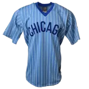 Mens Chicago Cubs Majestic Light Blue Pinstripe Cooperstown Collection Authentic