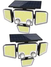 Solar Outdoor Lights with Motion Sensor - 2500LM Bright 4 Heads LED Security ...