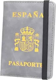 [CHUAN boutique] Spanish Passport Holder Anti-Magnetic Passport Book Leather Short Ticket Holder Travel Portable Passport Bag Ultra Thin Cover