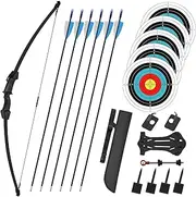 40" Youth Bow and Arrow Set for Kids 8-12 & Teens - Ambidextrous Recurve Archery Gear with Safety Arrows - Toys for Ages 8-13, Left Right Hand Beginners Longbow Kit