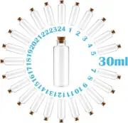 30ml 24 pcs Small Glass Bottles With Corks USP Type1 Class A Mini Clear Glass Vi