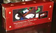 NIB Macy's Professional Poker Set 80 Chips 2 Decks Playing Cards Handsome Case