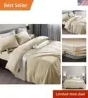 Beige Twin Microfiber Bed Sheets - 1800 Thread Count, Wrinkle Resistant 4pc Set