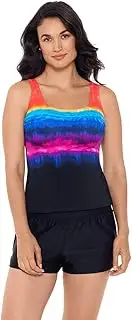 [Reebok] Women's Swimwear Sport Fashion Party in My Cabana Scoop Neck Soft Cup Tankini Bathing Suit Top