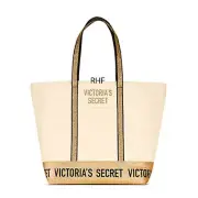 NWT Victoria's Secret Sparkle Carryall Zip Top Canvas Tote Bag 2018