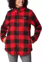 Columbia Women's Red Black Check West Bend Full Zip Fleece Jacket Plus Size 2X