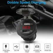 Car 2.1A Charger Dual USB Socket Power Plug Red LED Voltmeter Splitter Adapter