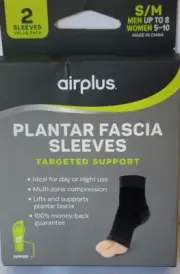 Airplus Plantar Fascia Sleeves Size S/M Unisex Targeted Support | 2 Sleeves NIB