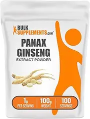 BulkSupplements.com Ginseng Root Extract Powder - Ginseng Supplement, Ginseng Herbal Supplements, Panax Ginseng - Vegan & Gluten Free, 1000mg per Serving, 100g (3.5 oz) (Pack of 1)