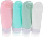 FOMIYES Travel Water Bottle 4pcs Travel Sample Bottles Set Multi Purpose Refillable Makeup Lotion Dispensers with Brush Colorful Travel Toiletry Containers for Shampoo and Cosmetics