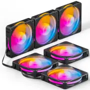 upHere U2C 6-pack 120mm Black 5V ARGB SYNC PWM Silent Computer Cooling Fans