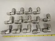 Male Union Elbow 90° 1/2" Male JIC/AN Stainless Steel w/ nuts /sleeves 14pc lot