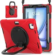 Tablet PC Case Case Compatible with iPad Air 11inch (M3 2025 7th/M2 2024 6th),Heavy Duty TPU Shockproof Kids Case,360 Degree Rotating Multi-Function Grip Bracket+Shoulder Strap Rugged Cover Protective
