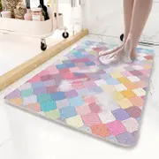 GGP Colorful Scale Pattern Pvc Non Slip Bath Mat 50X80Cm Shower Drain Hole Design, Soft & Quick Dry Bathroom Rug