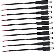 OSALADI Adapter Extension Cord 10 Pcs 5.5x2.1mm Male to Cable 12v Dc Connectors for CCTV Cameras