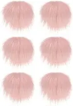 uxcell 6-Pack Faux Fur Pom Poms, 1.2 Inch/ 3.1 cm Soft Fluffy Pompoms Balls with Elastic Loop for Hats/Bags/Keychains/Knitting Accessories/DIY Crafts [Pink]